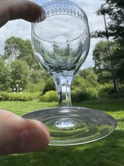 Antique Late 18th Century Cut & Engraved Blown Flint Glass Wine Glass Circa 1790
