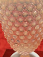 1930/40s Vtg Duncan Miller Pink Opalescent Hobnail Footed Tumbler Glasses 4 Pc