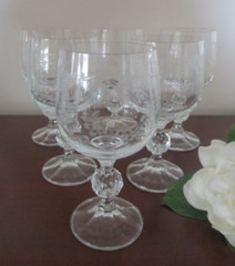 Set of 6 Import Assoc. Bohemia Clear Crystal Cascade 5.75″ Wine Glasses – MINT
