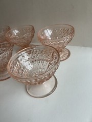 Pink Depression Glass~ Pink Jeanette Holiday Buttons & Bows 7 Piece Lot
