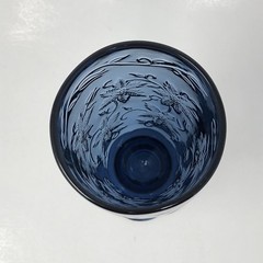 Princess House Fantasia Leaf Footed Tumbler Sapphire Blue Embossed Discontinued