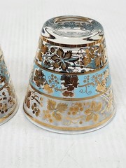 Georges Briard “Rouge Blush” Grape & Vine Glasses – Set of 2 Gold & Blue – 3.5″
