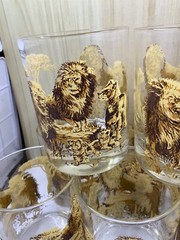 Vintage Lions Pride Family Old Fashioned Double Rocks Tumblers Set 9 Tastesetter