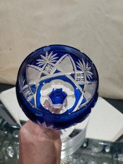 Wine Hock glass Cobalt Blue Cut clear Crystal Val Saint Lambert Berncastel