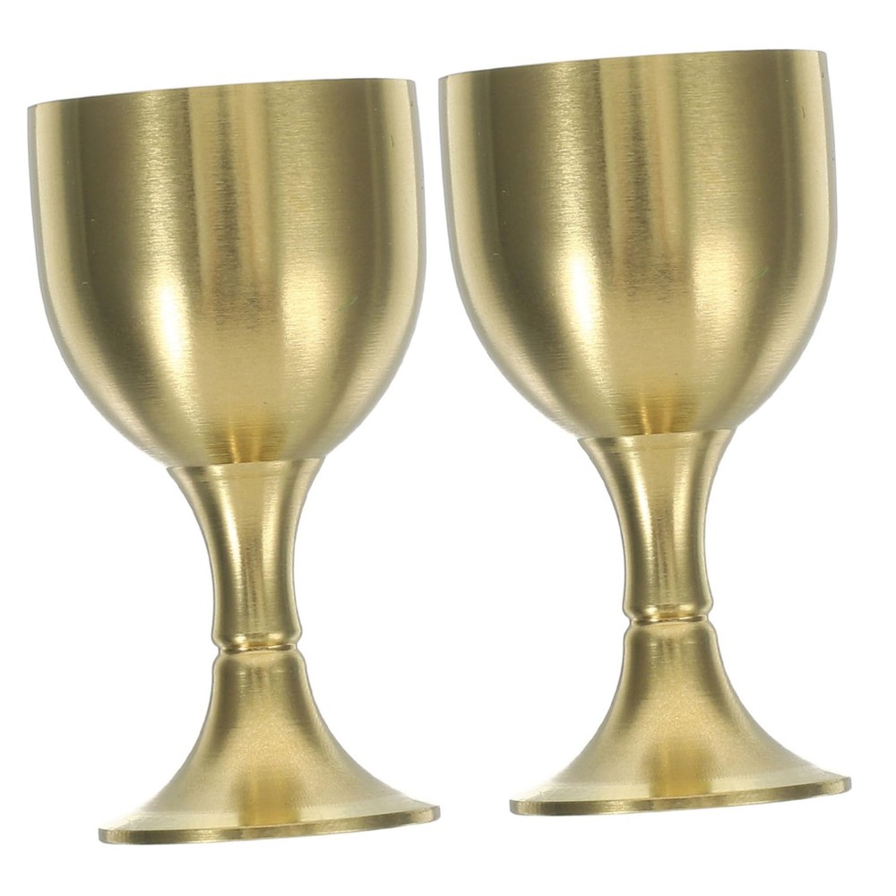 2pcs Vintage Copper Alloy Goblet Multi-function Decorative Cup for Buddhist O…