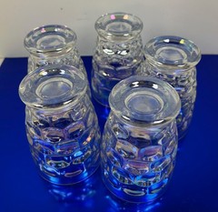5 MCM Federal Glass Iridescent Yorktown Tumblers Vintage 1960s Thumbprint 6-oz