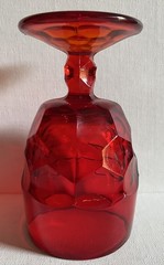 Vintage Martinsville Viking Glass Georgian Goblet Wine Water Ruby Red VGC