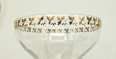 Vintage Amber Stemmed Gold Ivy Leaf Champagne Cocktail Coupe Glasses – Six