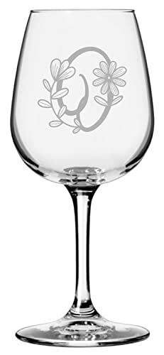 O Daishy Daisy Monogram Etched 12.75oz Stemmed Wine Glass