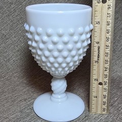 Milk Glass Hobnail Pedestal Goblet Vase White Textured Compote Cup Home Decor