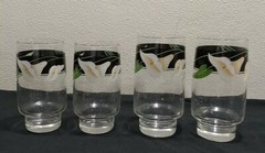 Lot 4 Sango quadrille Black Lilies Tumblers Glasses 12oz and 16oz