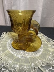 Pair Of Indiana Glass Co. Vintage Goblets – Marigold – Harvest Grape Pattern