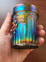 Electric Green Northwood Carnival Glass Grape & Gothic Arches Tumbler Color!!!!