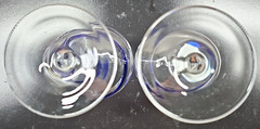 (2) Pier 1 Swirline Cobalt Water Goblets Set Elegant Blue Swirl Stemware Bar Lot