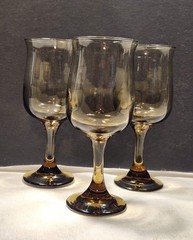 Vintage MCM Libbey TULIP Tawny Smoke Brown 8oz Water Stem Goblets 7 1/4″