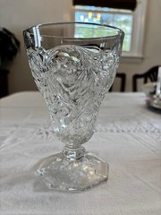 Vintage Crystal goblet/jar with etched floral design
