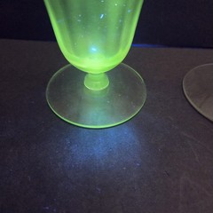 Vintage Uranium Glass Set of 4 Goblets Silver Overlay Art Deco Glasses