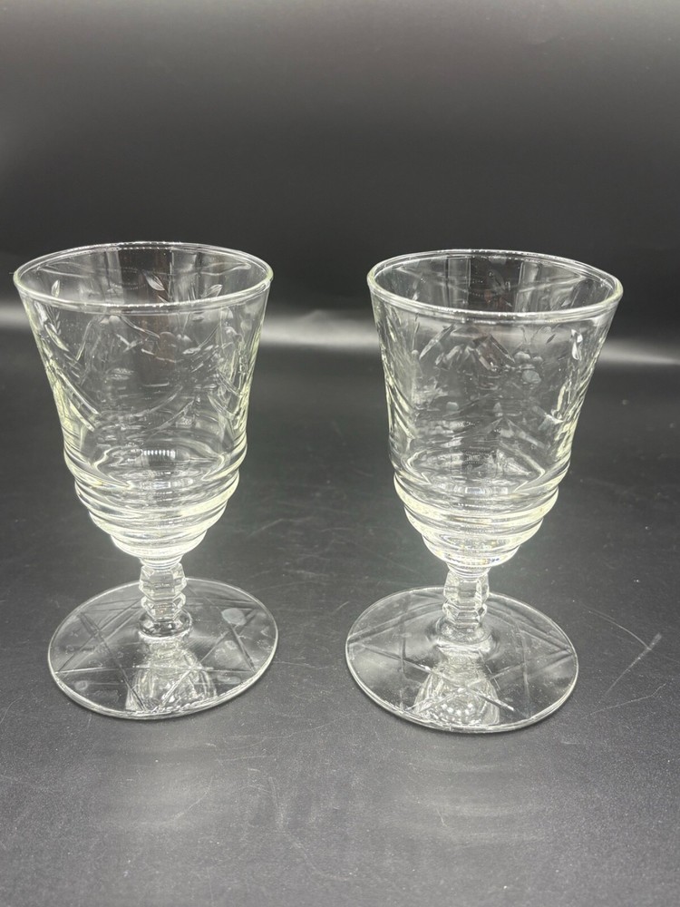 Set of 2 Rock Sharpe Arctic Rose Footed Juice Glasses 4-7/8″