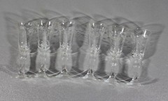 Cordial Etched Frosted Floral & Vine Pattern Cut Glass 4″ Tall Set Of 6 Glasses