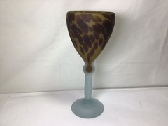 NN30 Vintage Antique A Set 8 Frosted Art Glass Goblet Wine Glass For Gift