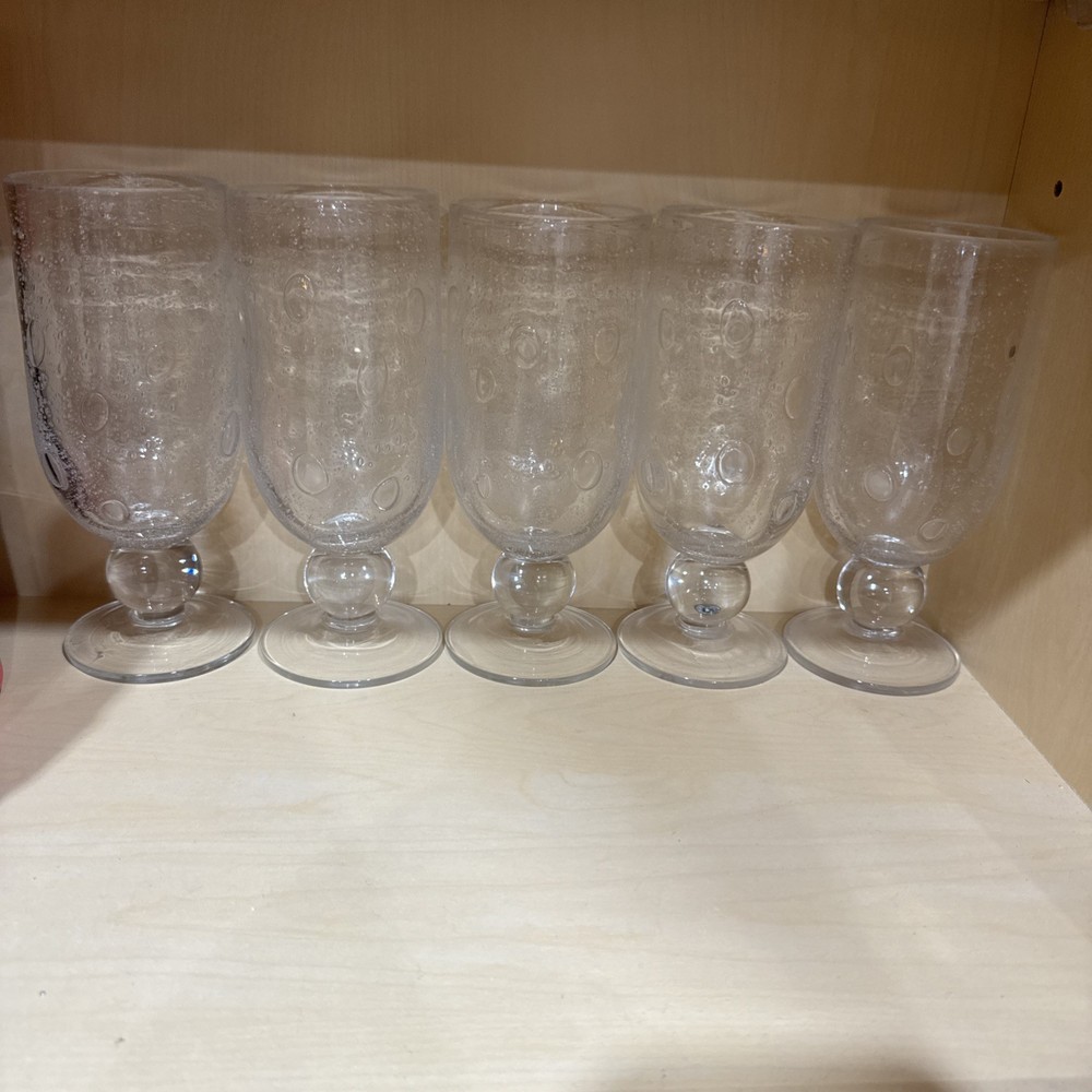 Southern Living at Home Bella Luna 12oz Water Goblet 7″ Tall Set/5 Tiny Bubbles