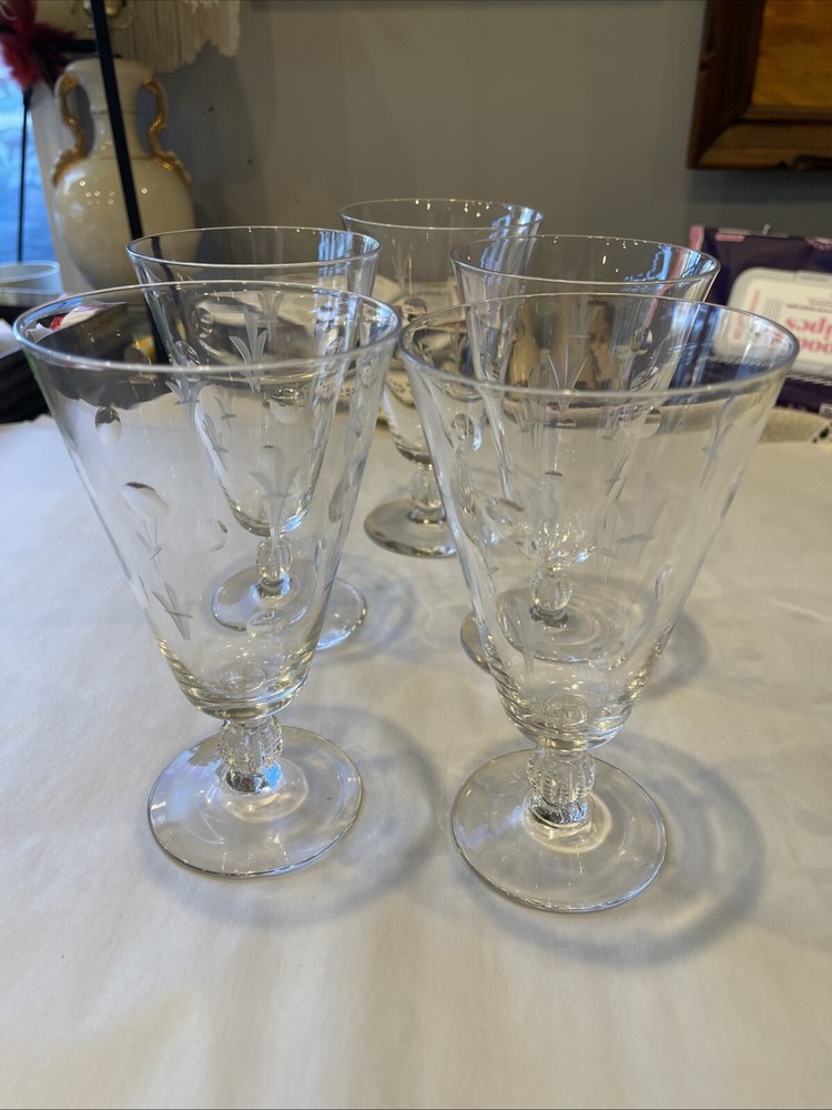 SET OF 5 – Prentiss Nancy LADY HILTON Water/ Tea Glasses Goblets 7.5 In, 1950