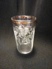 Bartlett Collins Vintage Frosted Grape Vine 22KT Gold Trim 5 Oz Glass Tumbler