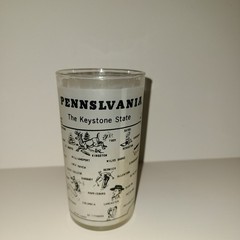 Vintage Mid-Century Hazel Atlas Pennsylvania State Map Souvenir Glass with TYPOs