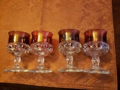 Vintage Indiana Glass Co Kings Crown Ruby Flash Thumbprint Goblet 5.75″ Total 4