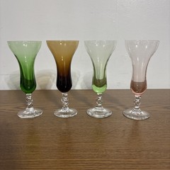 4 Cordial Glasses Twisted Stem Trumpet Shape 4 Depression Glass Colors Art Glass