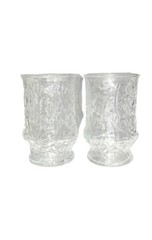 1970s Anchor Hocking Rain Flower Daisy Clear Small Juice Glasses MCM Kitchen