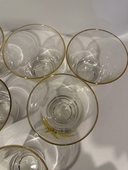 MCM Set Of 6 Beautiful Rocks Glasses With Gold Rims And Wheat/flower Design