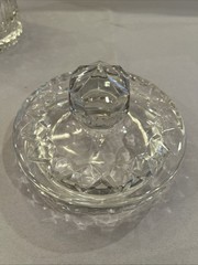 Vintage Lead Crystal Clear Biscuit Cookie Jar Container Chardoney Pattern Poland