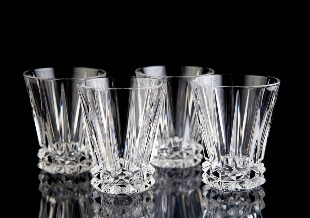 Rosenthal Blossom Double Old Fashioned Tumbler Glasses Set of 4 Vintage Barware