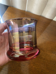 Vintage Red Blue Gold 6 Oz Whiskey Glass Heavy