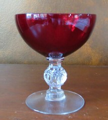 Morgantown Golf Ball Ruby Red #7643 Stem 4 ½” Sundae Glass(s)