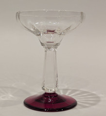 Lot/4 Vintage 1950s Bryce Champagne Glasses Panel Optic Faceted Stem w/Red Foot