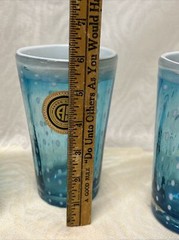 Handblown Turquoise With White Dots Drinking Glass Aaron Sanchez New With Label