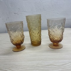 Seneca Driftwood Amber Glass Tumbler, 2 Footed Glasses