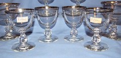 VINTAGE LIBBEY/ROCK SHARPE Champagne/Liquor Glasses – Set of 8 – Platinum Trim