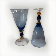 Mikasa Estate Slate Blue Water Goblet. Set of 2 Excellent Condition