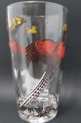 Vintage Hazel Atlas Pheasant Hunting Glass 5″ Hunter & Dog MCM Nice Paint