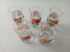 Corelle Coordinates Summer Blush Juice Glasses 4 Inches Tall Set of 5 Pansies