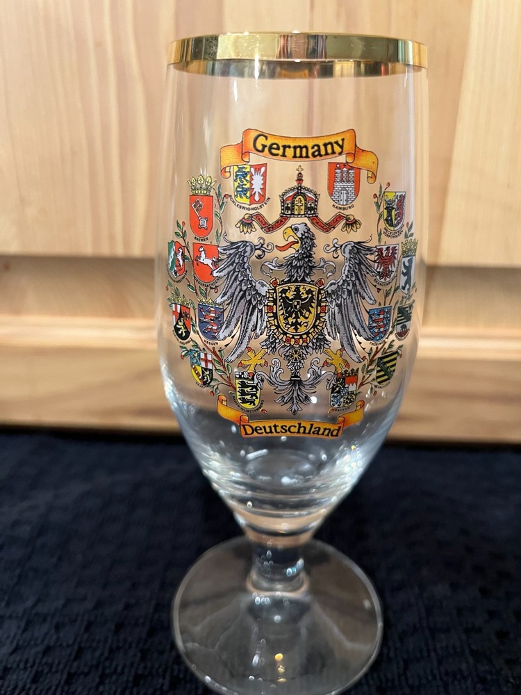Vintage glass Bavaria Germany w/ gold trim goblet EUC