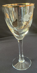 Vintage Gold Fall Leaf Wine Glass Mid-Century Toscany Romania Crystal Gold