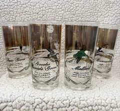 Les Kouba WILD FOWL GOLD GLASS HIGH BALL/TUMBLERS set of 8