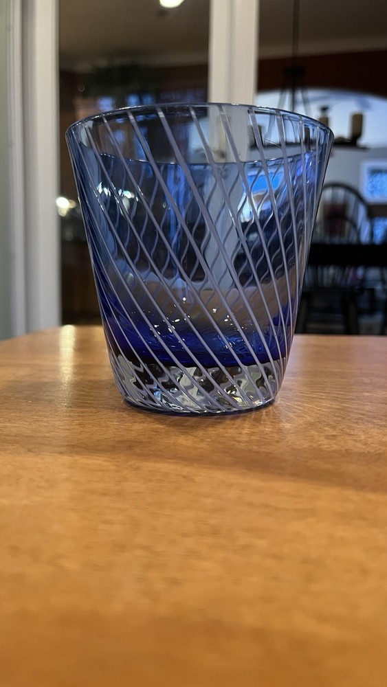 VINTAGE DANSK Cobalt Blue Spiral Swirl Glass Mouth Blown – Double Old Fashioned