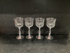 Fostoria Crystal Cellini Loop Optic Iced Tea Glasses Goblets Set of 4