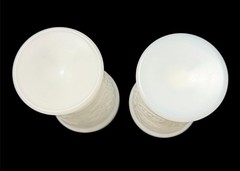 Set Of Two Anchor Hocking White Milk Glass Grape Pattern Footed Tumblers 5 3/4”