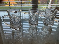 NEW 3 Irena Leaded Crystal Demitasse Petite Coffee Cups Three Footed Poland